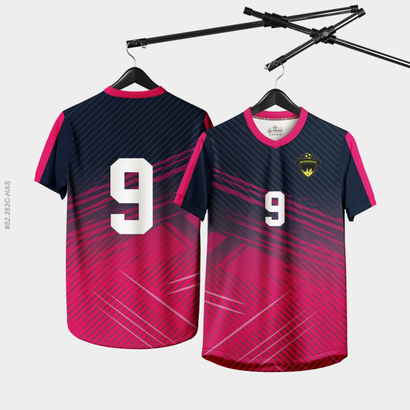 Áo Bóng Chuyền 05 – Xanh Navy & Hồng Fuchsia Năng Động